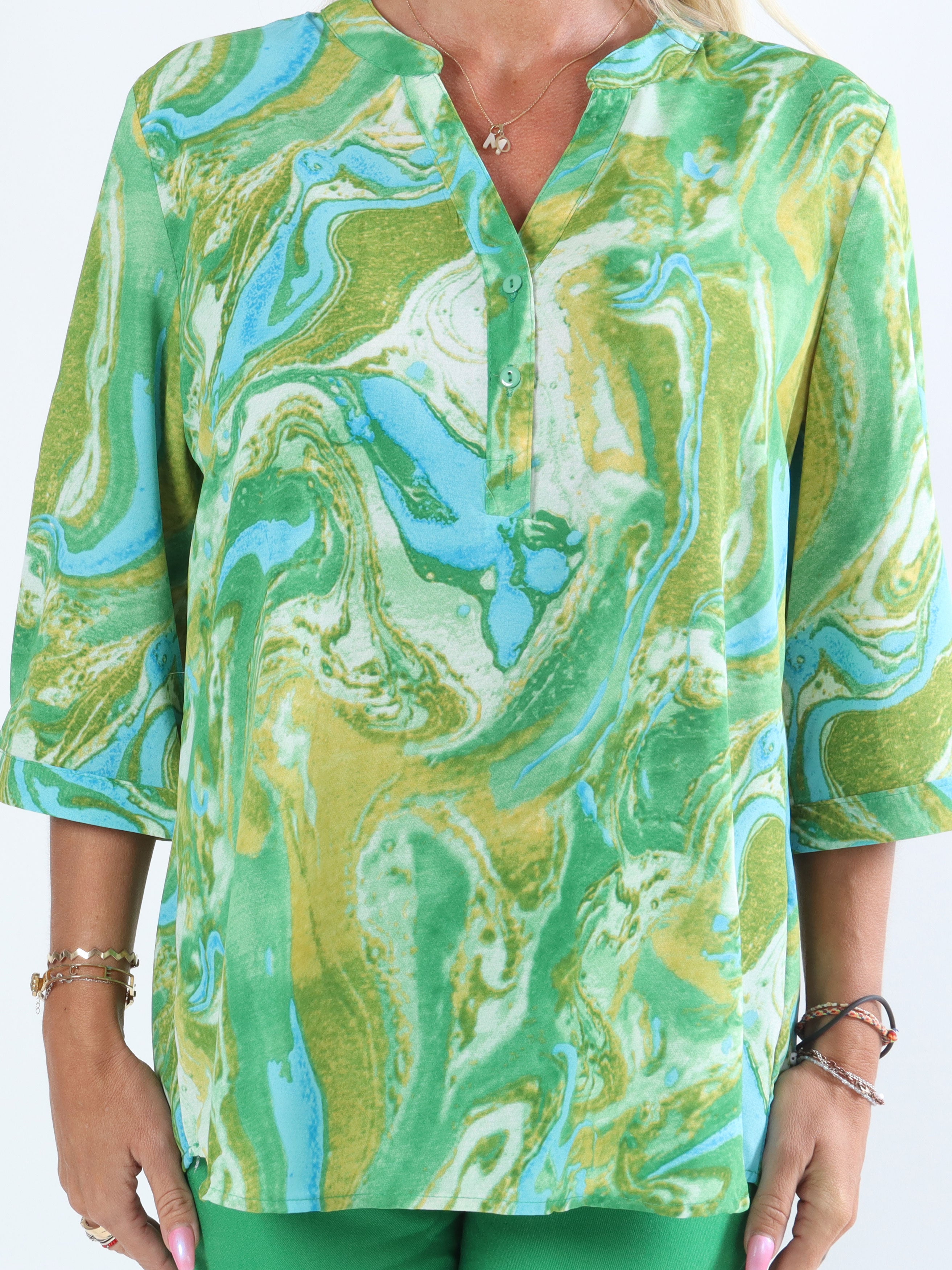 Elvi - Skjorte i fedt mønster med 3/4-ærmer